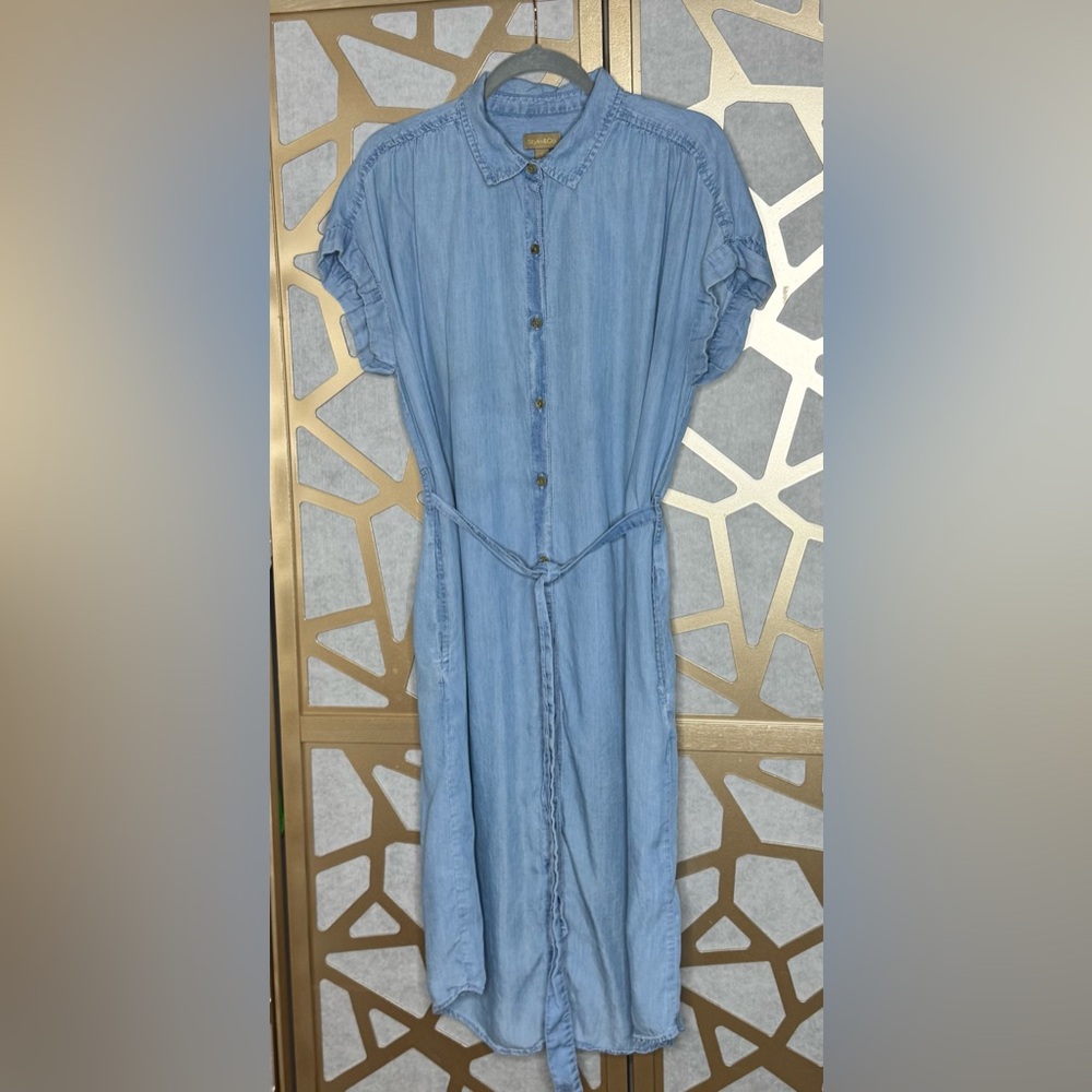 Style & CO. Chambray Short Sleeve Dress Size L